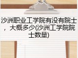 沙洲职业工学院有没有院士，大概多少(沙洲工学院院士数量)