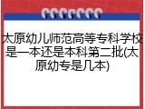 太原幼儿师范高等专科学校是一本还是本科第二批(太原幼专是几本)