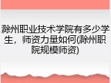 滁州职业技术学院有多少学生，师资力量如何(滁州职院规模师资)