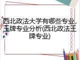 西北政法大学有哪些专业，王牌专业分析(西北政法王牌专业)
