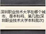 深圳职业技术大学在哪个城市，是本科吗，第几批(深圳职业技术大学本科批次)