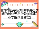 北海职业学院如何申请在读间的创业无息贷款(北海职业学院创业贷款)