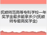抚顺师范高等专科学校一年奖学金最多能拿多少(抚顺师专最高奖学金)
