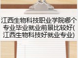 江西生物科技职业学院哪个专业毕业就业前景比较好(江西生物科技好就业专业)