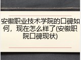 安徽职业技术学院的口碑如何，现在怎么样了(安徽职院口碑现状)