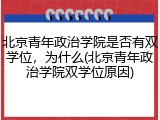 北京青年政治学院是否有双学位，为什么(北京青年政治学院双学位原因)
