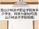 嵩山少林武术职业学院有多少学生，师资力量如何(嵩山少林武术学院规模)