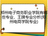 郑州电子商务职业学院有哪些专业，王牌专业分析(郑州电商学院专业)