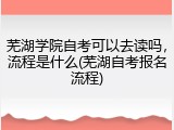 芜湖学院自考可以去读吗，流程是什么(芜湖自考报名流程)