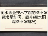 衡水职业技术学院的图书馆藏书量如何，简介(衡水职院图书馆概况)