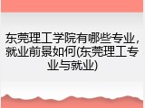 东莞理工学院有哪些专业，就业前景如何(东莞理工专业与就业)
