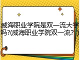 威海职业学院是双一流大学吗?(威海职业学院双一流？)