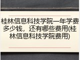 桂林信息科技学院一年学费多少钱，还有哪些费用(桂林信息科技学院费用)