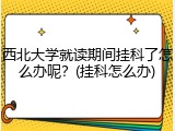 西北大学就读期间挂科了怎么办呢？(挂科怎么办)