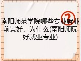 南阳师范学院哪些专业就业前景好，为什么(南阳师院好就业专业)
