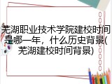 芜湖职业技术学院建校时间是哪一年，什么历史背景(芜湖建校时间背景)