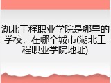 湖北工程职业学院是哪里的学校，在哪个城市(湖北工程职业学院地址)