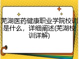 芜湖医药健康职业学院校训是什么，详细阐述(芜湖校训详解)