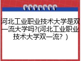 河北工业职业技术大学是双一流大学吗?(河北工业职业技术大学双一流？)