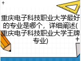 重庆电子科技职业大学最好的专业是哪个，详细阐述(重庆电子科技职业大学王牌专业)