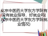 北京中医药大学东方学院有没有就业指导，好就业吗(北京中医药大学东方学院就业情况)