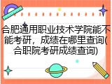 合肥通用职业技术学院能不能考研，成绩在哪里查询(合职院考研成绩查询)