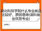 湖北科技学院什么专业就业比较好，原因是啥(湖科就业优势专业)