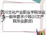 四川文化产业职业学院毕业生一般年薪多少钱(川文产院毕业薪资)