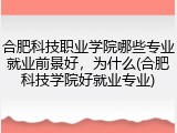 合肥科技职业学院哪些专业就业前景好，为什么(合肥科技学院好就业专业)