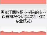 黑龙江民族职业学院的专业设置概况介绍(黑龙江民院专业概览)