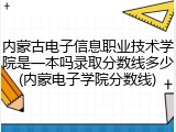 内蒙古电子信息职业技术学院是一本吗录取分数线多少(内蒙电子学院分数线)