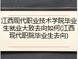 江西现代职业技术学院毕业生就业大致去向如何(江西现代职院毕业生去向)
