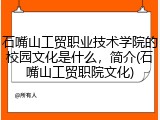 石嘴山工贸职业技术学院的校园文化是什么，简介(石嘴山工贸职院文化)
