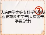 大庆医学高等专科学校到毕业要花多少学费(大庆医专学费总计)