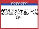 吉林外国语大学是不是211或985高校(吉外是211或985吗)