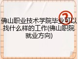 佛山职业技术学院毕业可以找什么样的工作(佛山职院就业方向)