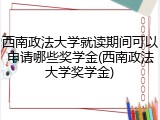 西南政法大学就读期间可以申请哪些奖学金(西南政法大学奖学金)
