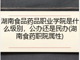 湖南食品药品职业学院是什么级别，公办还是民办(湖南食药职院属性)