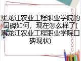 黑龙江农业工程职业学院的口碑如何，现在怎么样了(黑龙江农业工程职业学院口碑现状)