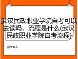 武汉民政职业学院自考可以去读吗，流程是什么(武汉民政职业学院自考流程)