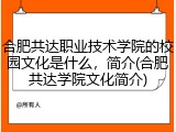 合肥共达职业技术学院的校园文化是什么，简介(合肥共达学院文化简介)