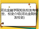 河北金融学院知名校友有哪些，校史介绍(河北金院校友校史)