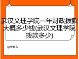 武汉文理学院一年财政拨款大概多少钱(武汉文理学院拨款多少)