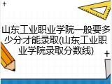 山东工业职业学院一般要多少分才能录取(山东工业职业学院录取分数线)