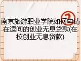 南京旅游职业学院如何申请在读间的创业无息贷款(在校创业无息贷款)