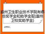 惠州卫生职业技术学院有哪些奖学金和助学金呢(惠州卫校奖助学金)