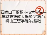 石嘴山工贸职业技术学院一年财政拨款大概多少钱(石嘴山工贸学院年拨款)