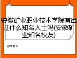 安徽矿业职业技术学院有出过什么知名人士吗(安徽矿业知名校友)