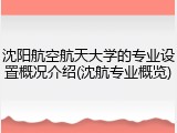 沈阳航空航天大学的专业设置概况介绍(沈航专业概览)