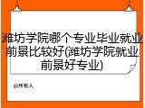 潍坊学院哪个专业毕业就业前景比较好(潍坊学院就业前景好专业)